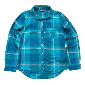 The North Face Women’s Shirt M Blue Plaid Lightweight Outdoors Casual Button Up